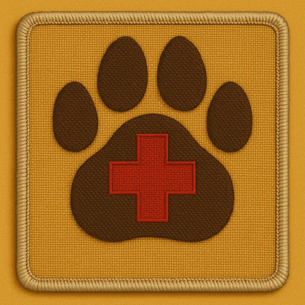 Sanitaeter-Abzeichen, Pfotenabdruck mit innenliegendem roten Kreuz